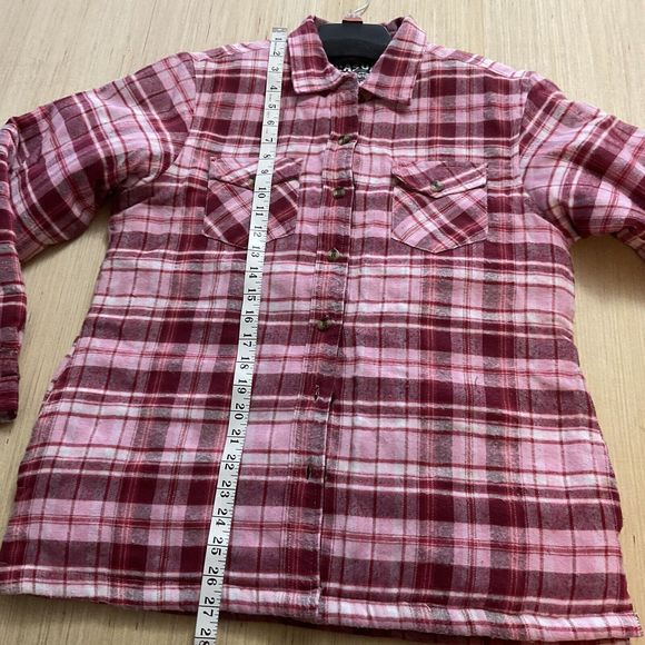 Casual Country Shacket Adult Medium Red White Plaid Button Up New No Tag Pockets - Picture 4 of 11
